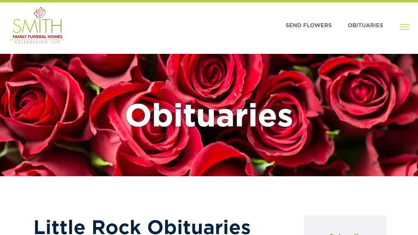 Most Recent Obituaries | Smith Family Cares - Little Rock